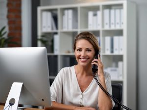 Southwest Mobile Storage representative speaking with a customer by phone